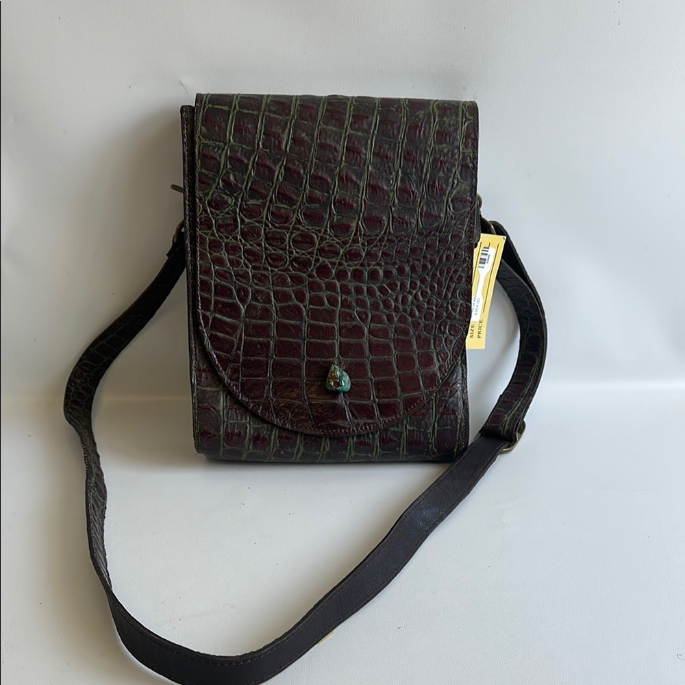 NWT Juan Antonio Elegant Crocodile Pattern Leather Crossbody Bag Made In The USA